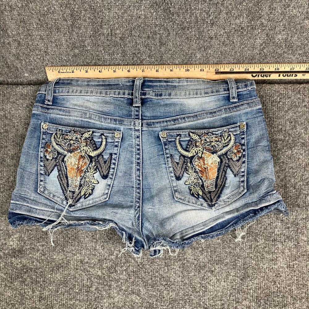 Telepatía Denim Shorts Womens Size‎ 9/29 Blue Distressed Frayed Hem Stretch Jean
